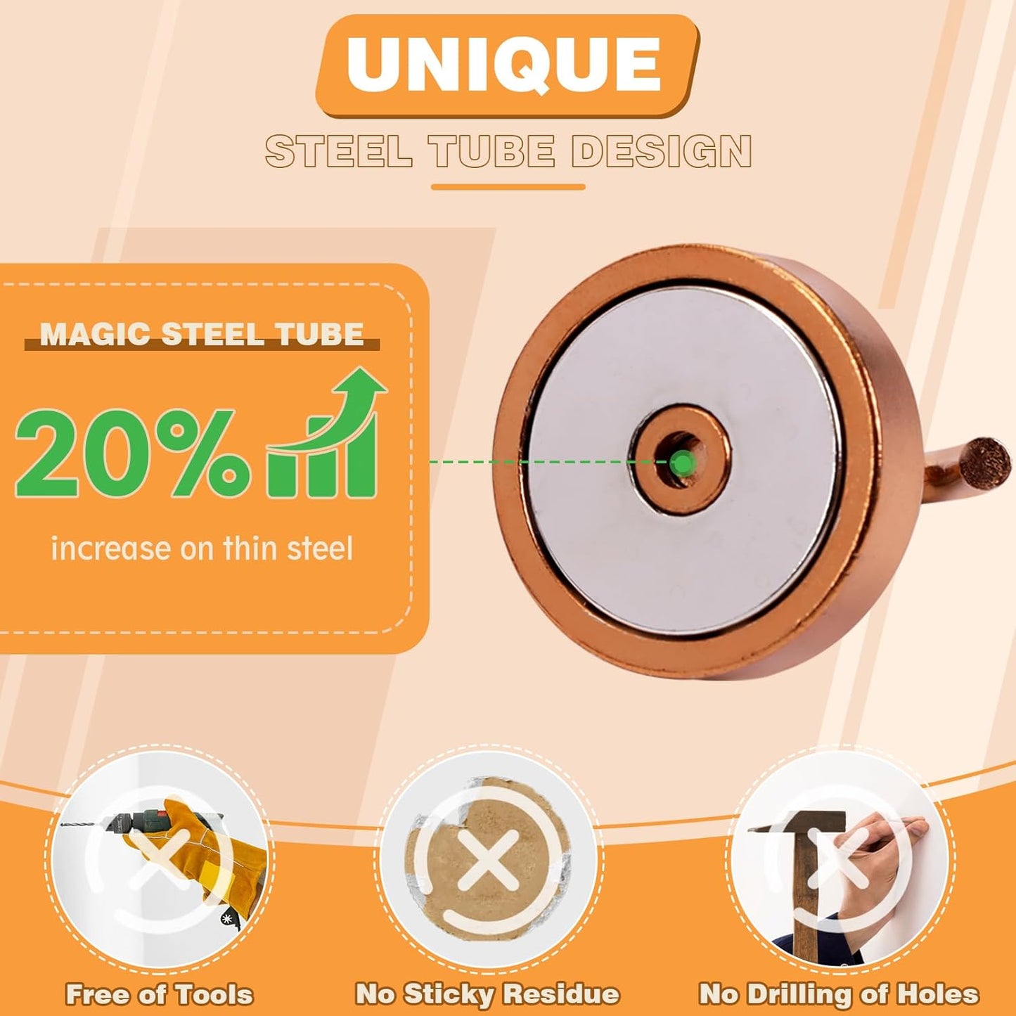 Neosmuk Magnetic Hooks, Cruise Ship Essentials, 80lb+ Heavy Duty Magnetic Hooks for Cruise Cabins, Refrigerator, Grill, Hanging, and Travel | Extra Strong Must-Haves Magnet Hook,Bronze