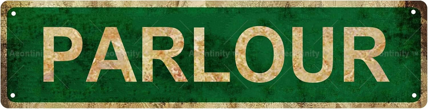 PARLOUR Non-Embossed Vintage Metal Tin Street Sign Bar Cafe Garage Cave Home Room Wall Bathroom Farmhouse Garden Porch Patio Decor, 16 x 4 Inch