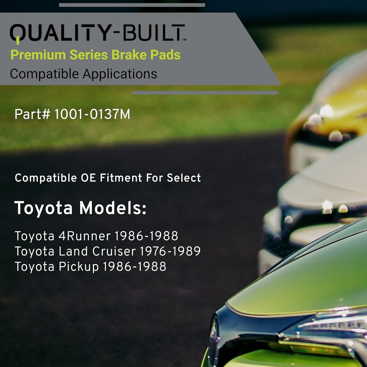 Premium Semi-Metallic Front Brake Pads (1001-0137M) Compatible with Toyota 4Runner 1986-1988, Toyota Land Cruiser 1976-1989, Toyota Pickup 1986-1988