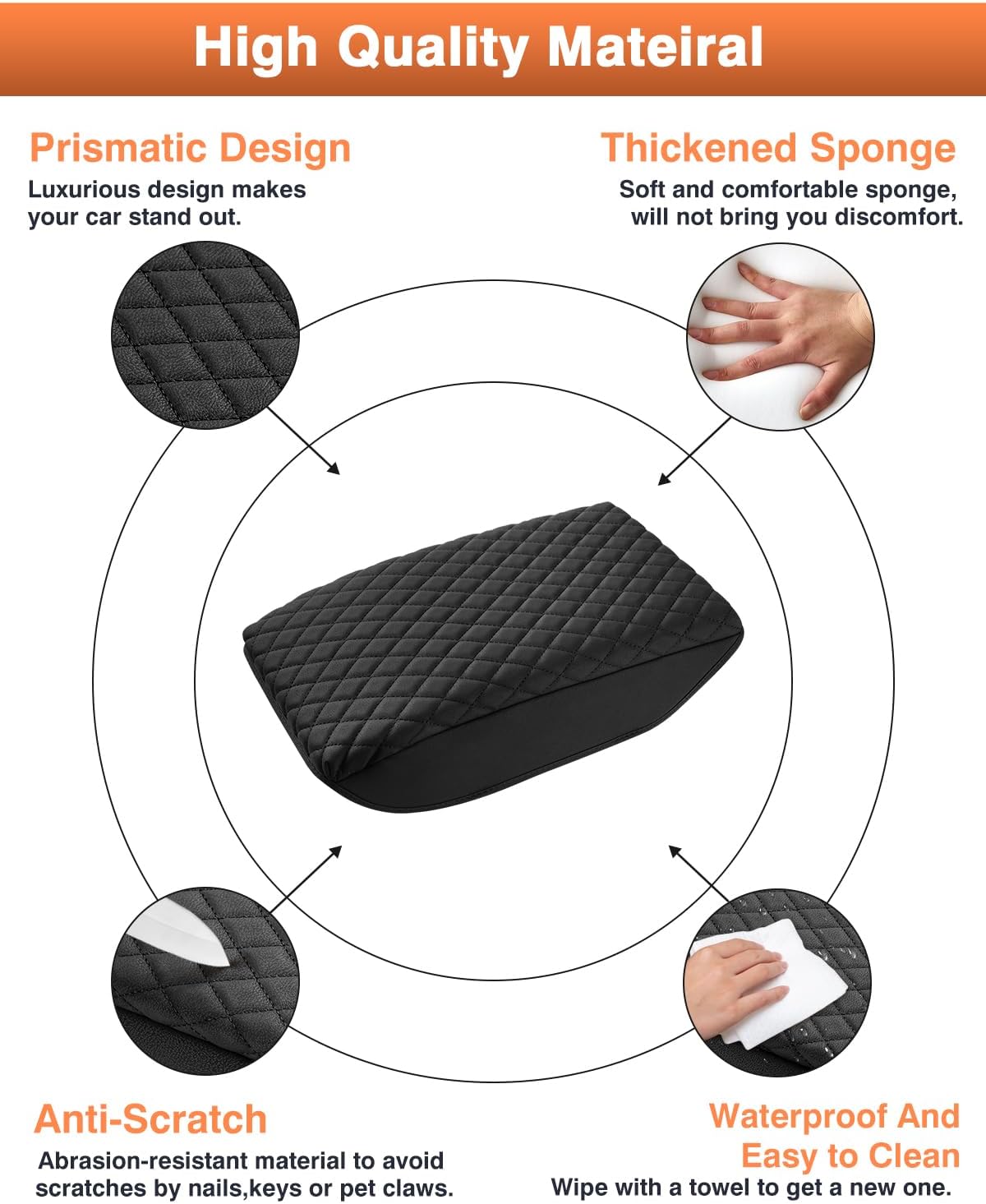 Shademax Center Console Cover for Honda Accord 2026 2025 2024 2023 Armrest Cover Cushion Pad for Honda Accord Accessories Middle Console Cover Armrest Protector Console Lids PU Leather Anti-Scratch