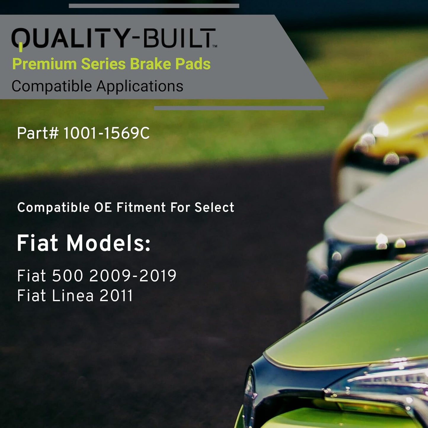 Premium Ceramic Rear Brake Pads (1001-1569C) Compatible with Fiat 500 2009-2019, Fiat Linea 2011-2011