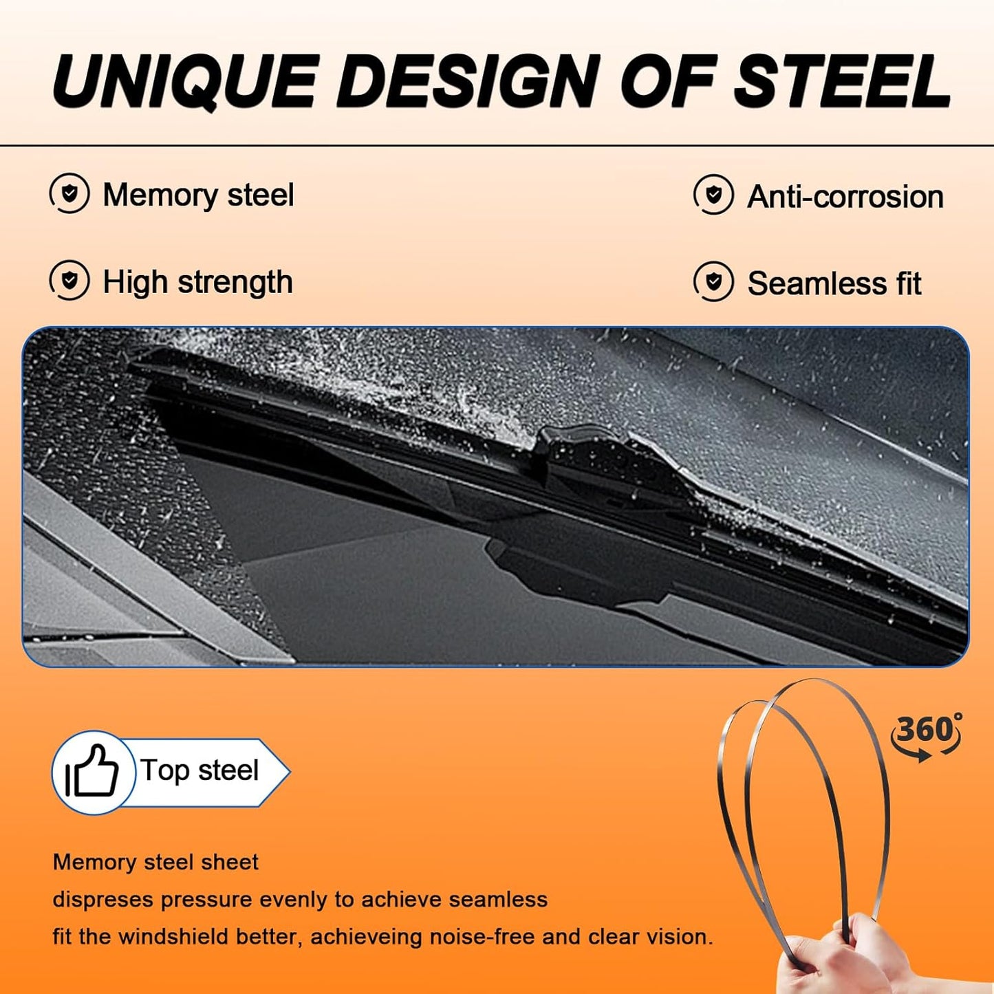 HULADAED® 24'' 17'' 13'' Windshield Wipers Replacement for GMC Terrain Chevrolet Equinox 2017-2010,Silicone Front Rear Wiper blades for MY Car-All Weather & Quiet(3 PACK)