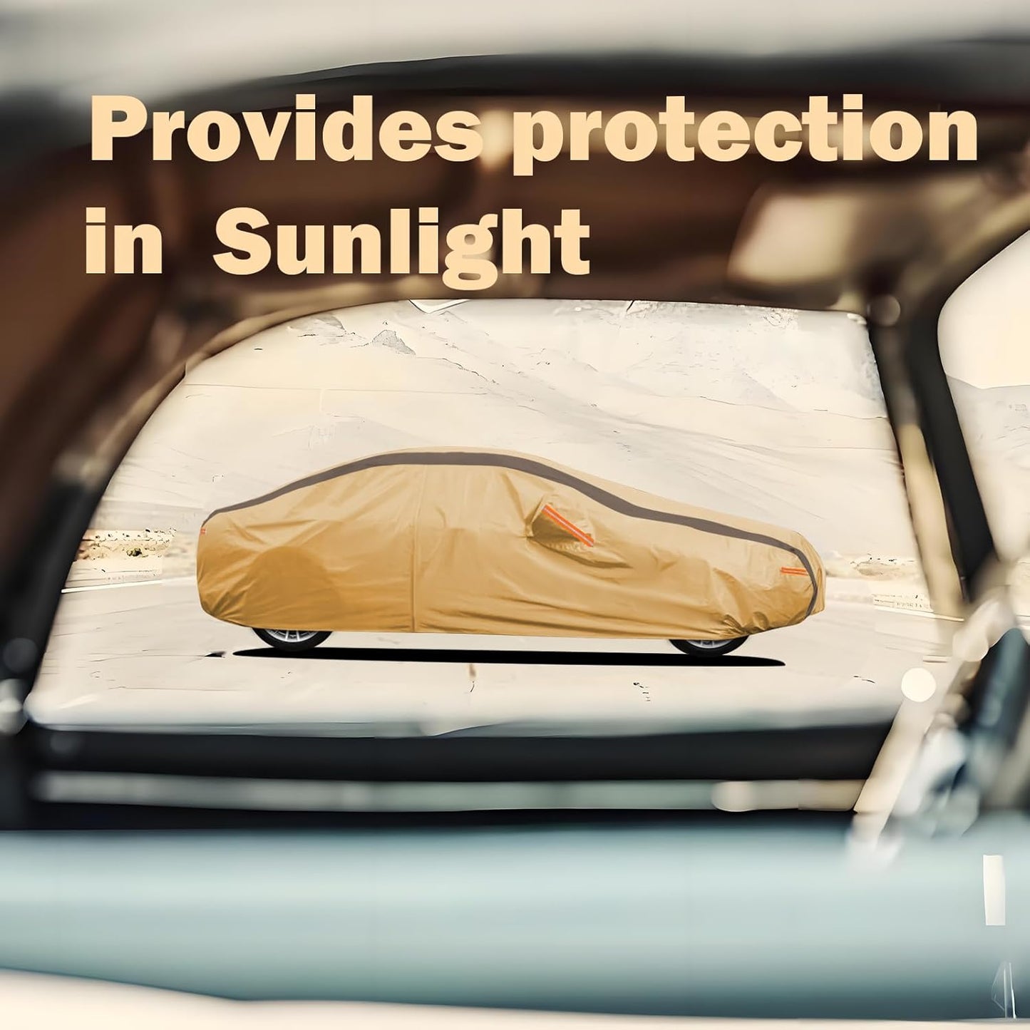 Highlander Car Cover Waterproof All Weather Compatible with Toyota Highlander 2007-2024, Outdoor Dustproof Anti-UV Sun Rain Protection Full Exterior Cover(Camel with Brown)