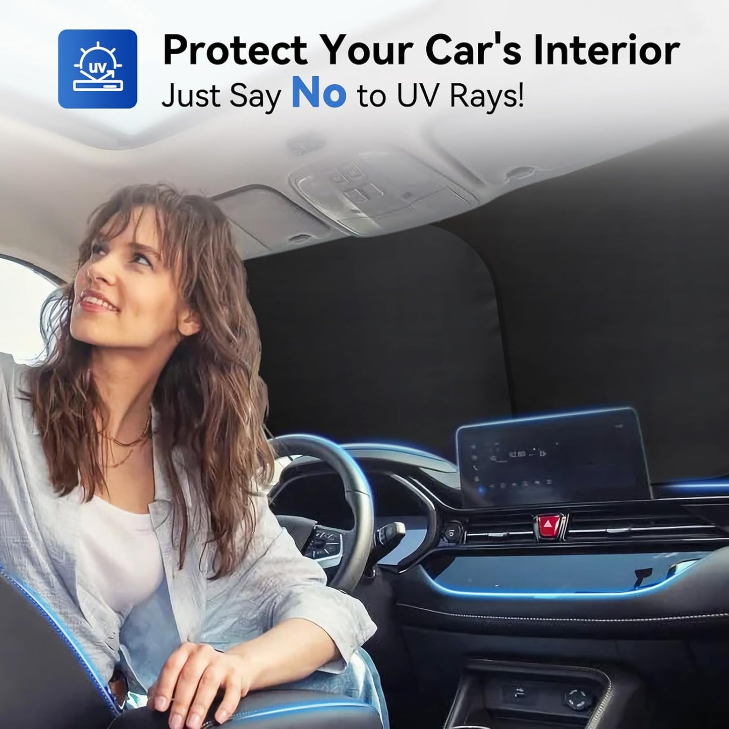 ARANA Car Windshield Sun Shade 2 Piece丨240T Thickened Front Window Sunshades Blocking 99% UV & Heat丨2025 Upgrade Sun Visor Keeps Car Cool丨Universal Fit for Sedan, SUV, Truck, Medium 31"x28"