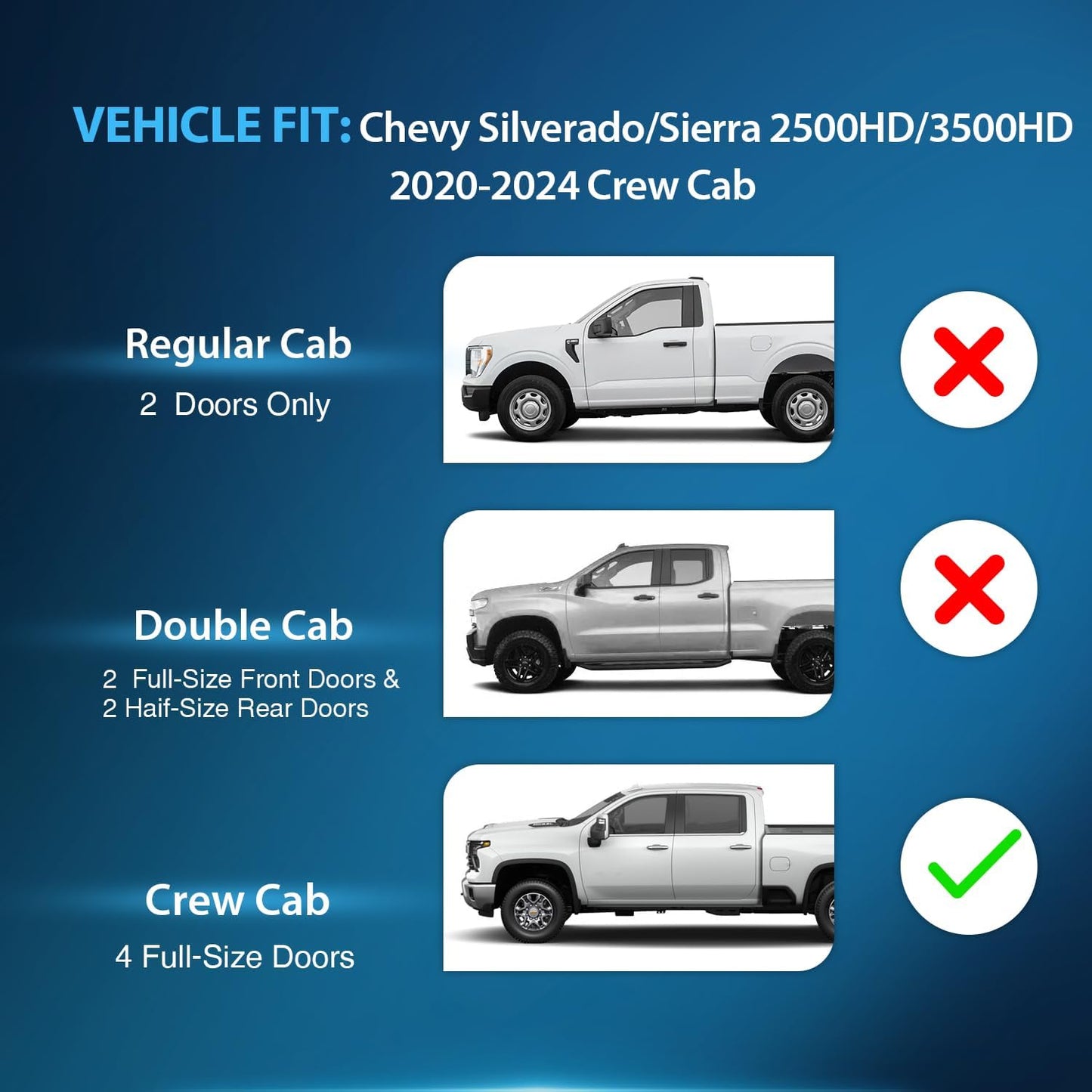 Nilight in Channel Rain Guards for Chevy Silverado/Sierra 2500HD/3500HD 2020 2021 2022 2023 2024 2025 Crew Cab Original Window Deflectors, Vent Window Visors-4PCS