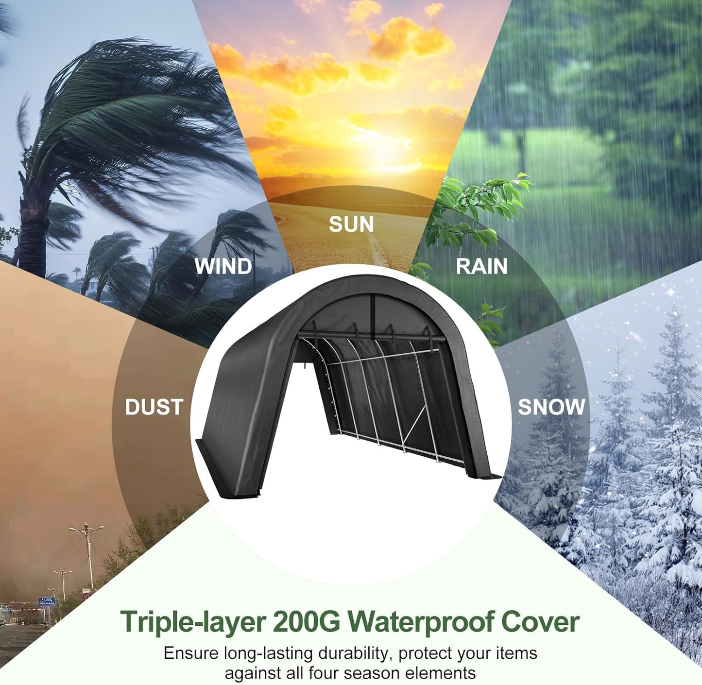 Carport 12x20 ft Heavy Duty, All-Season Waterproof UV Protected Outdoor Car Ports w/Reinforced Metal Frame Roll-up Ventilated Doors,Portable Garage Car Shelter for Boat Truck Motorcycle Yacht