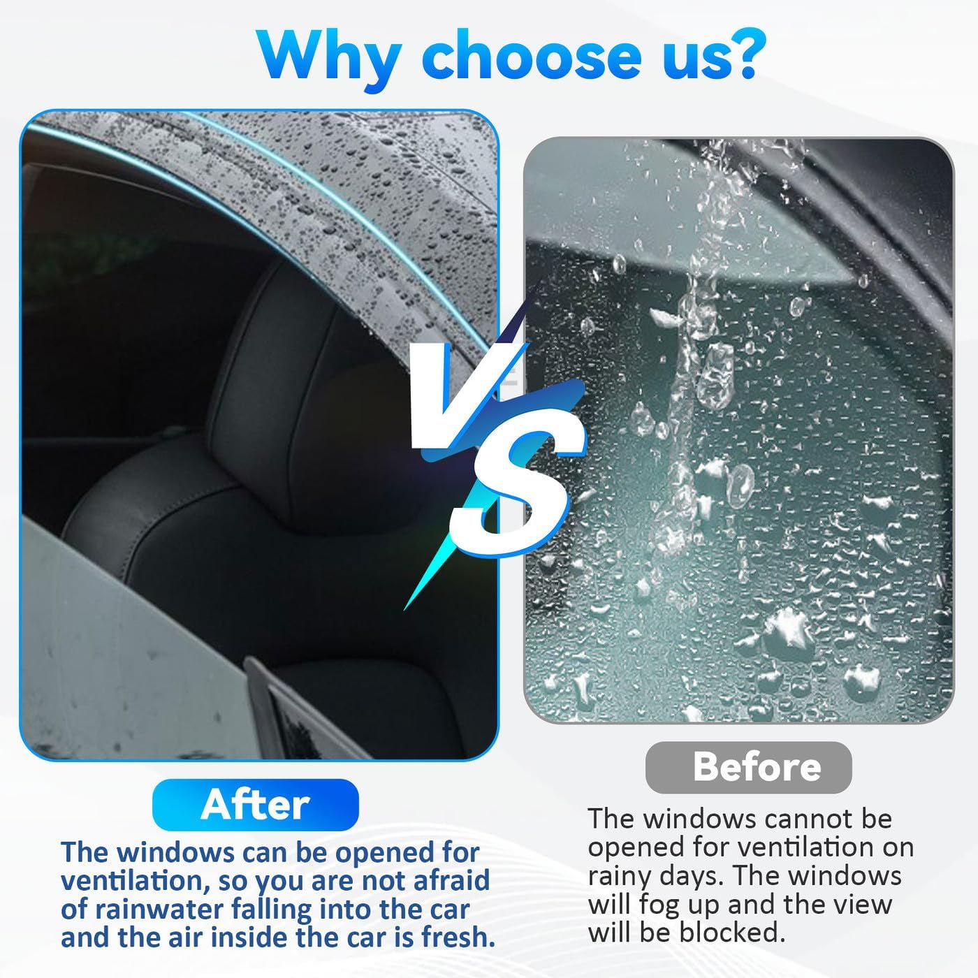 4pcs Front+Rear Smoke Tint Sun/Rain Guard Outside Mount Tape-On Vent Window Visors Compatible with 2016-2024 Chevy Malibu