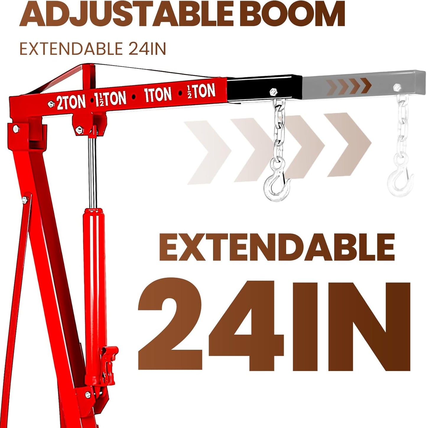 Engine Hoist 2 Ton/4409 lbs Heavy Duty Alloy Steel Cherry Picker Engine Hoist with Load Leveler, Engine Stand with 4 Steel Caster, Red (Engine Hoist no Folding with Leveler)