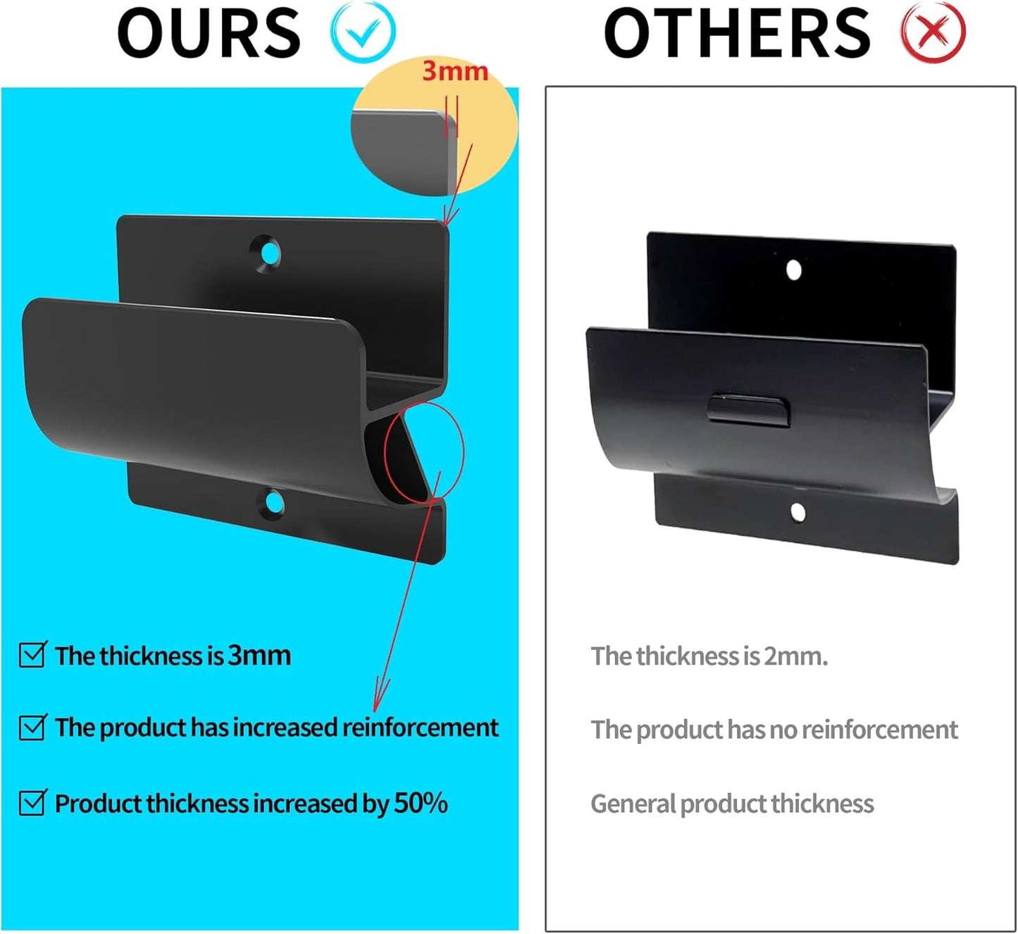 Ladder Hooks for Garage Organization, Wall Mount Storage Rack, Heavy Duty Hangers for Wheelbarrow, Black with Screws