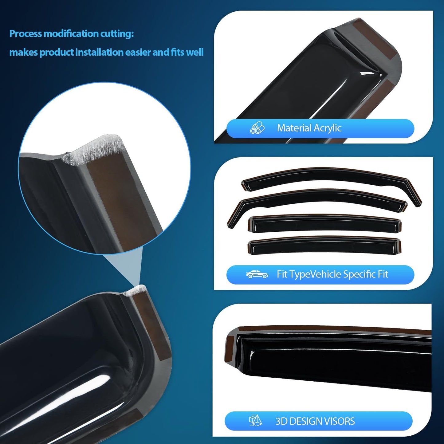 Nilight Vent Window Visors for Toyota Venza 2021 2022 2023 2024 2025, in-Channel Rain Guards, Original Window Deflectors-4PCS