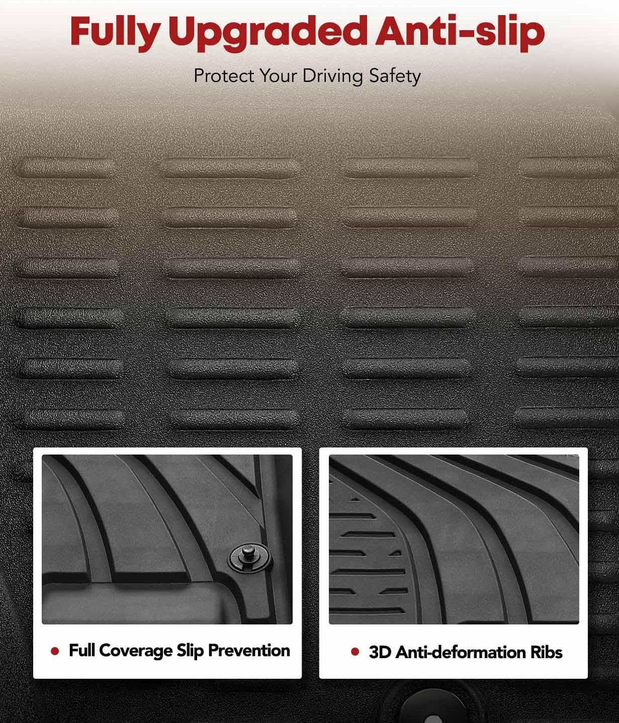 YHTAUTO Floor Mats Fit 2020-2024 Hyundai Sonata & 2021-2025 Kia K5 FWD, TPE All Weather Car Mats Waterproof Anti-Slip Odorless Floor Liner, Interior Car Accessories Front & 2nd Row Liner