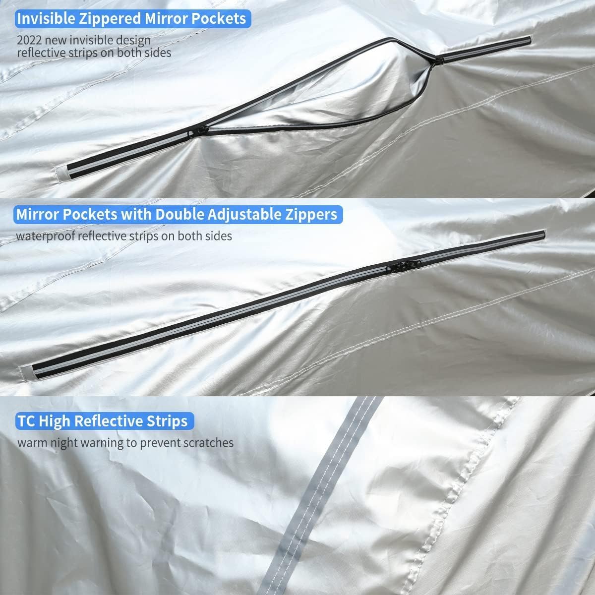 Tecoom Hard Shell Car Cover Waterproof UV-Proof Windproof for All Weather Indoor Outdoor Without Door Zipper & Mirror Pockets Fit 173-182 Inches Length Coupe/Convertible/Sport Car