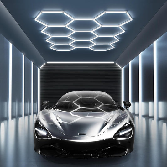 MODERN 11 Hexagon LED Garage Light, Ultra-Bright 6500K Natural White, 11 Grids for Garage, Mall, Shop, and Auto Detailing.