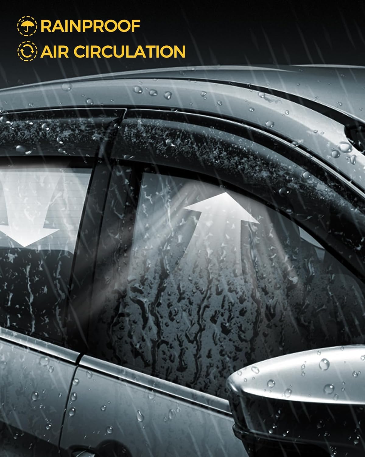 Rain Guards for Car Windows, Tape-On Window Visors Rain Guards Fit for 2013-2019 Nissan Sentra, Window Deflectors, Vent Visors for Nissan Car Accessories, 4 Pieces