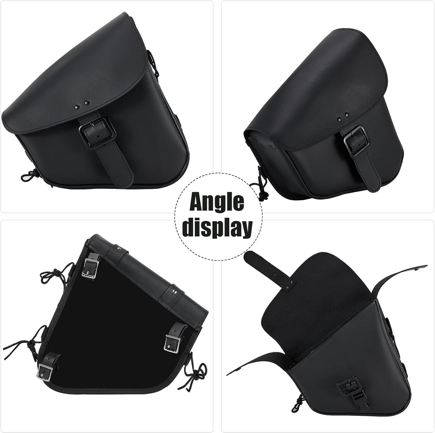 GARGOYLE BELLS Motorcycle Swing Arm Bag Solo Saddle Bags For Sportster Softail PVC Waterproof Motorcycle Luggage Bags for Motorcycle or Bike (Right Side, Black-Single Buckle)
