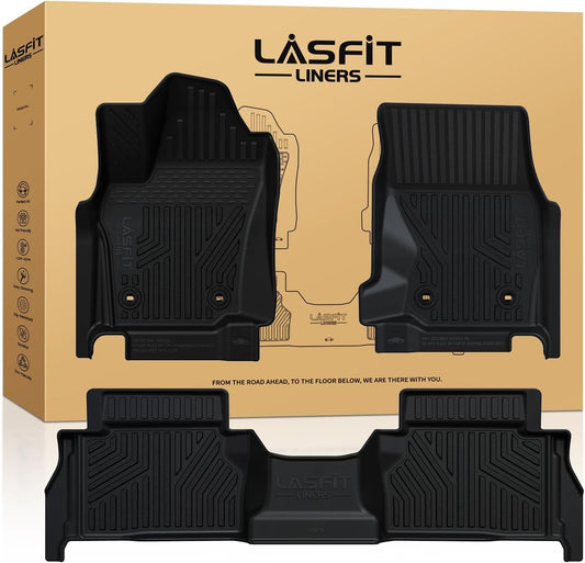 LASFIT Floor Mats for Toyota Tacoma 2024 2025 Double Cab (Only Fit Hybrid) All Weather Floor Liner for Tacoma TPE Custom Fit Car Mats Front&Rear 2 Row Mats,Black (Automatic Transmission)
