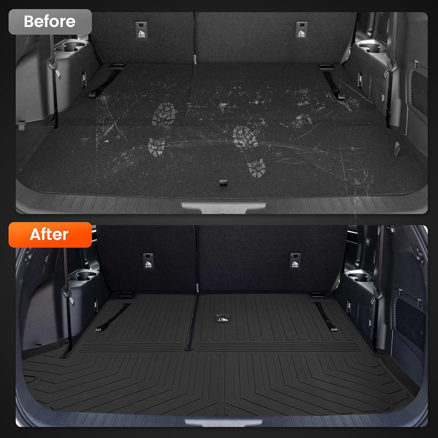 KMF Cargo Liner for 2025 Toyota Highlander 7 Seats 2020-2024 with Backrest Mat,All Weather Liners TPE Odorless Cargo Mat,Backrest Mat Protector Highlander Accessories