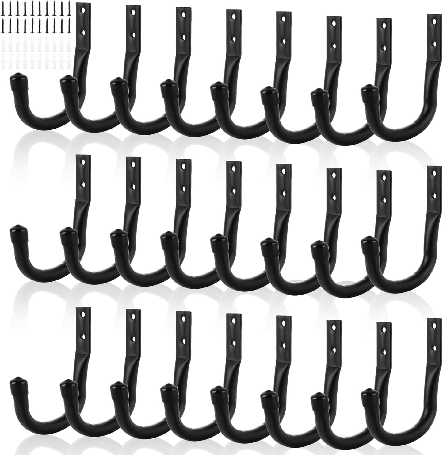 24 Pack Heavy Duty Garage Storage Utility Hooks 3.35" Kayak Wall Hangers Ladder Hooks for Garage, Utility Hooks for Ladder Garden Tool Hose Bike Shelf, Outdoor or Indoor Use