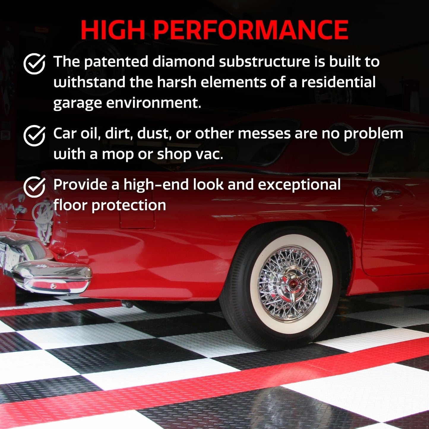 Big Floors RaceDeck Diamond Plate Design, Durable Interlocking Modular Garage Flooring Tile (Purple, 24 Pack of 12 x 12" Tiles)