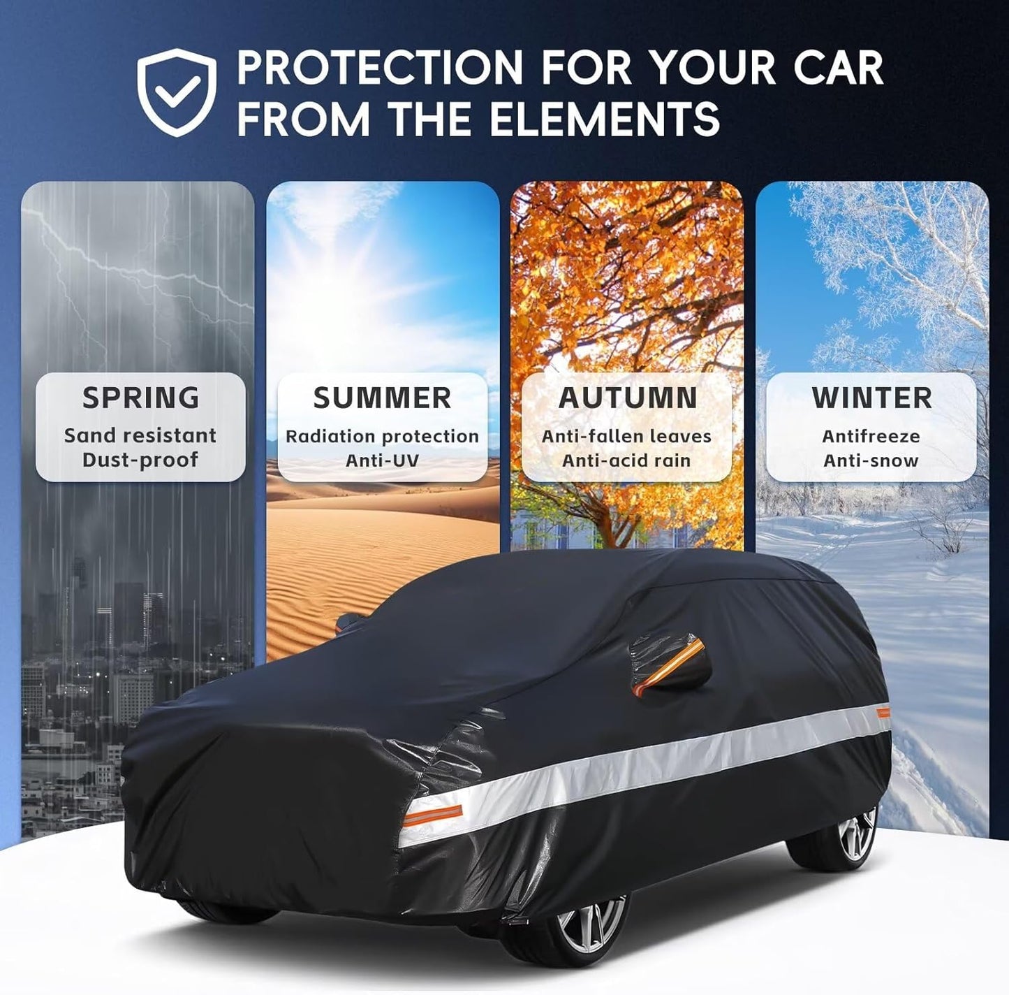 10 Layers SUV Car Cover Custom Fit for Buick Enclave (2007-2025), Waterproof All Weather for Automobiles, Outdoor Full Cover Sun Dust Rain Protection with Cotton. Black