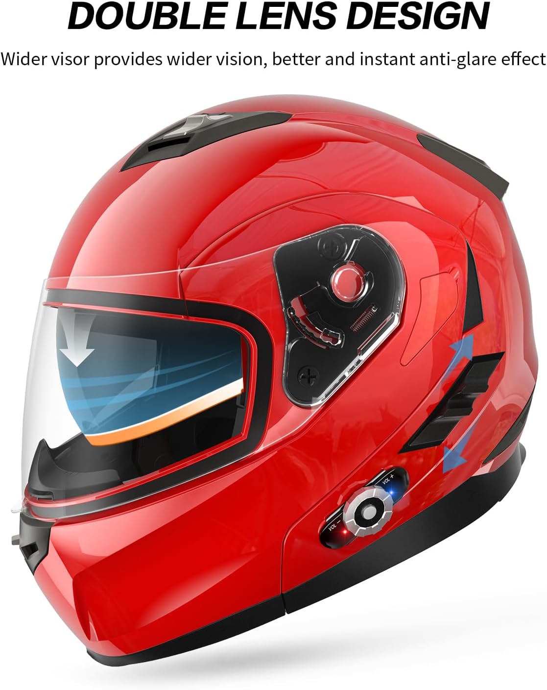 Motorcycle Helmet Bluetooth 5.0 Integrated New EPS FreedConn BM2-S Modular Flip Up Dual Visor Motorbike Helmet DOT FMVSS-218 Approved MP3 FM for Adults Men Women