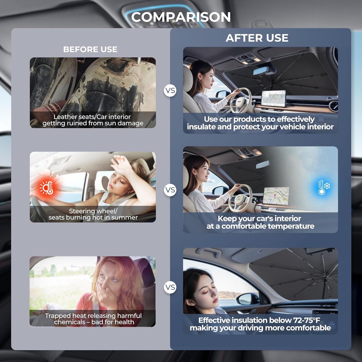 Windshield Sun Shade Umbrella Compatible with 2019-2025 Lexus UX Accessories: Custom Fit 210T Silver, Foldable Sunshade Front Window Sun Visor, Blocks UV Rays, Keeps Car Cool for 200/250h/Premium