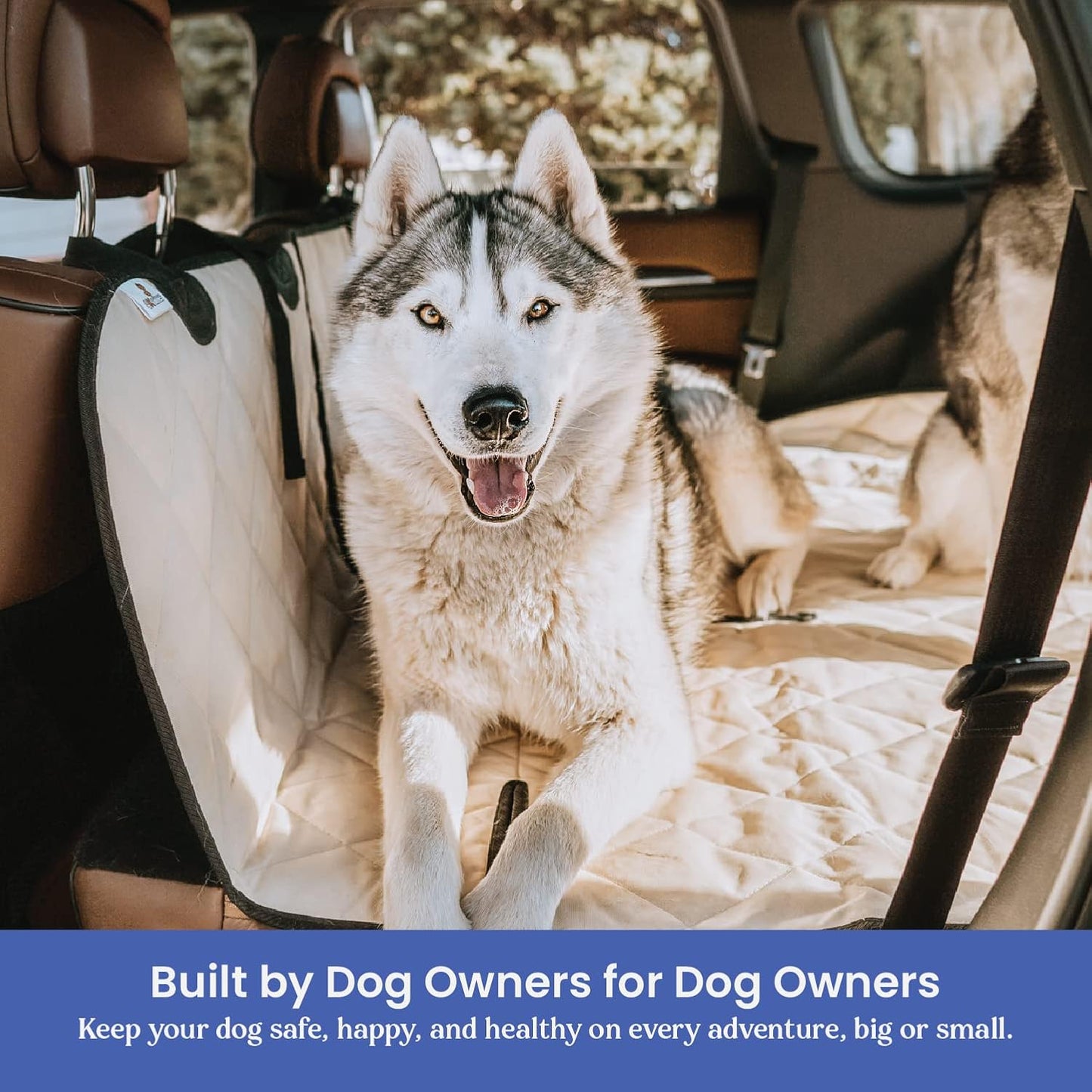 4Knines SUV Cargo Liner for Dogs, Trunk Mat for SUV, Durable Cargo Cover, Protector – Compatible with 60/40 Split Bench & Armrest Pass-Through, Waterproof, Machine Washable, Non-Slip (X Large, Tan)