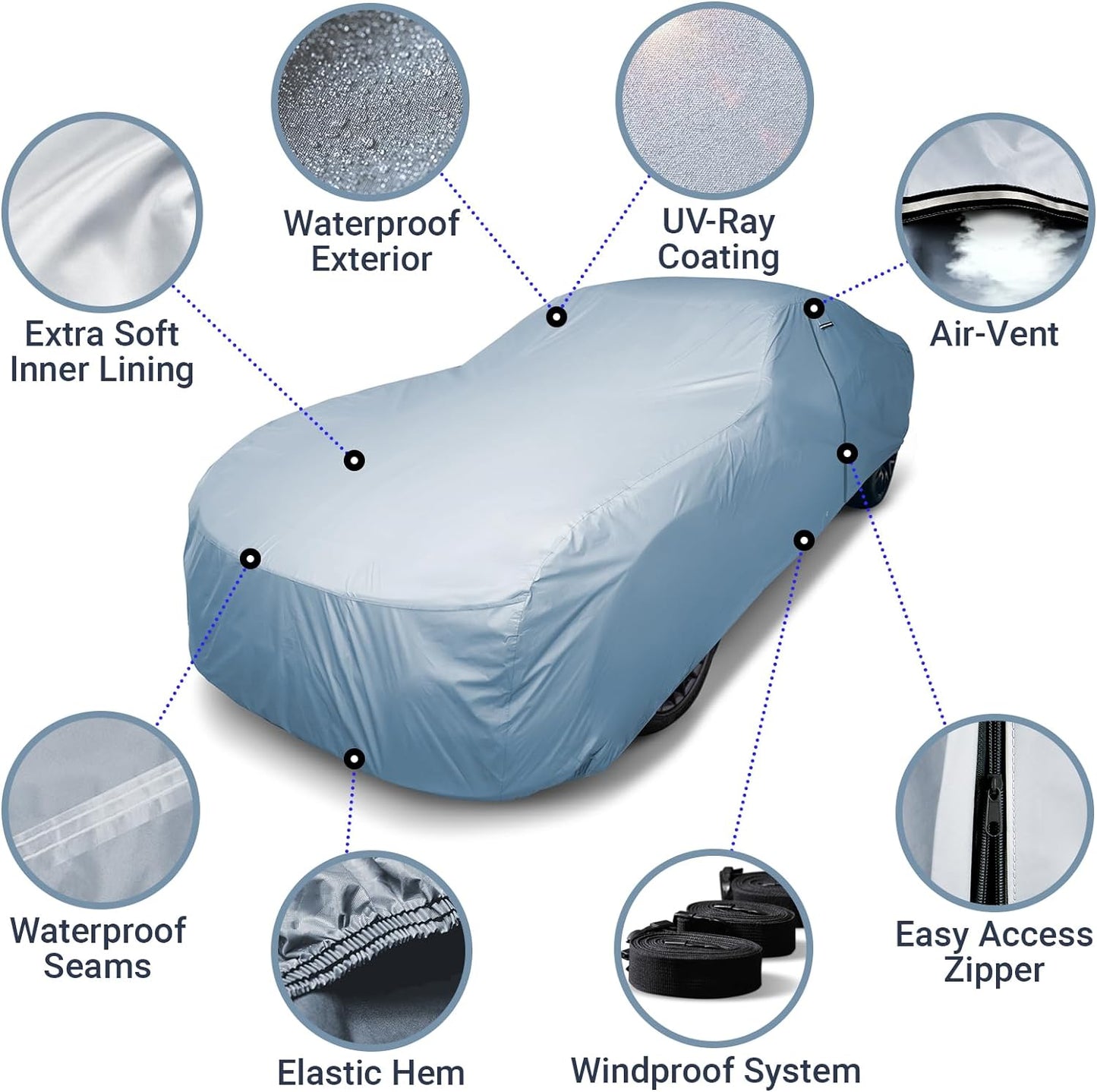 iCarCover Premium Car Cover for 1964-1972 Buick Skylark 2-Door Heavy Duty Waterproof All-Weather Automobiles Custom Fit Indoor Outdoor UV Snow Protection Covers with Straps and Bag