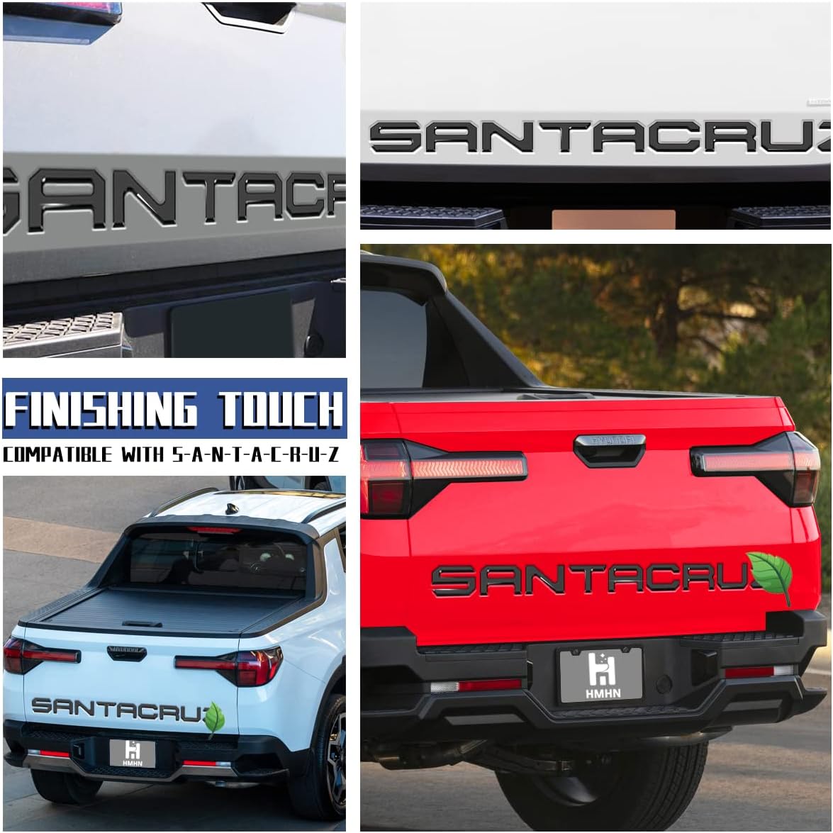 Tailgate Inserts Letters Compatible for 2022 2023 2024 2025 Santa Cruz 3D Raised & Strong Adhesive Decals Letters Rear Emblem Decal Sticker Compatible for Santa Cruz Accessories-Gloss Black