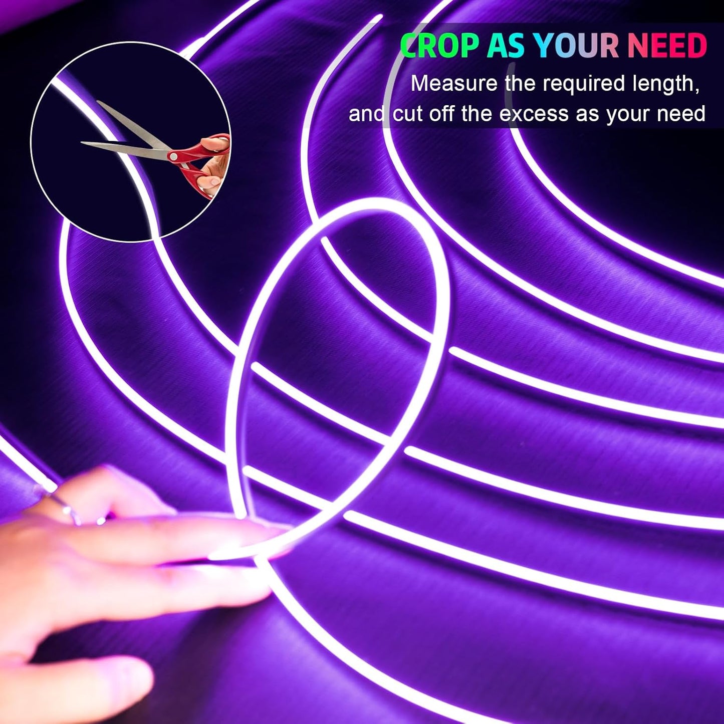 Interior Car LED Strip Lights, AMKI Acrylic LED Lights RGB 10 in 1 with Wireless APP Control Music Sync, Car Ambient Lighting Kits, Music Sync & DIY Function