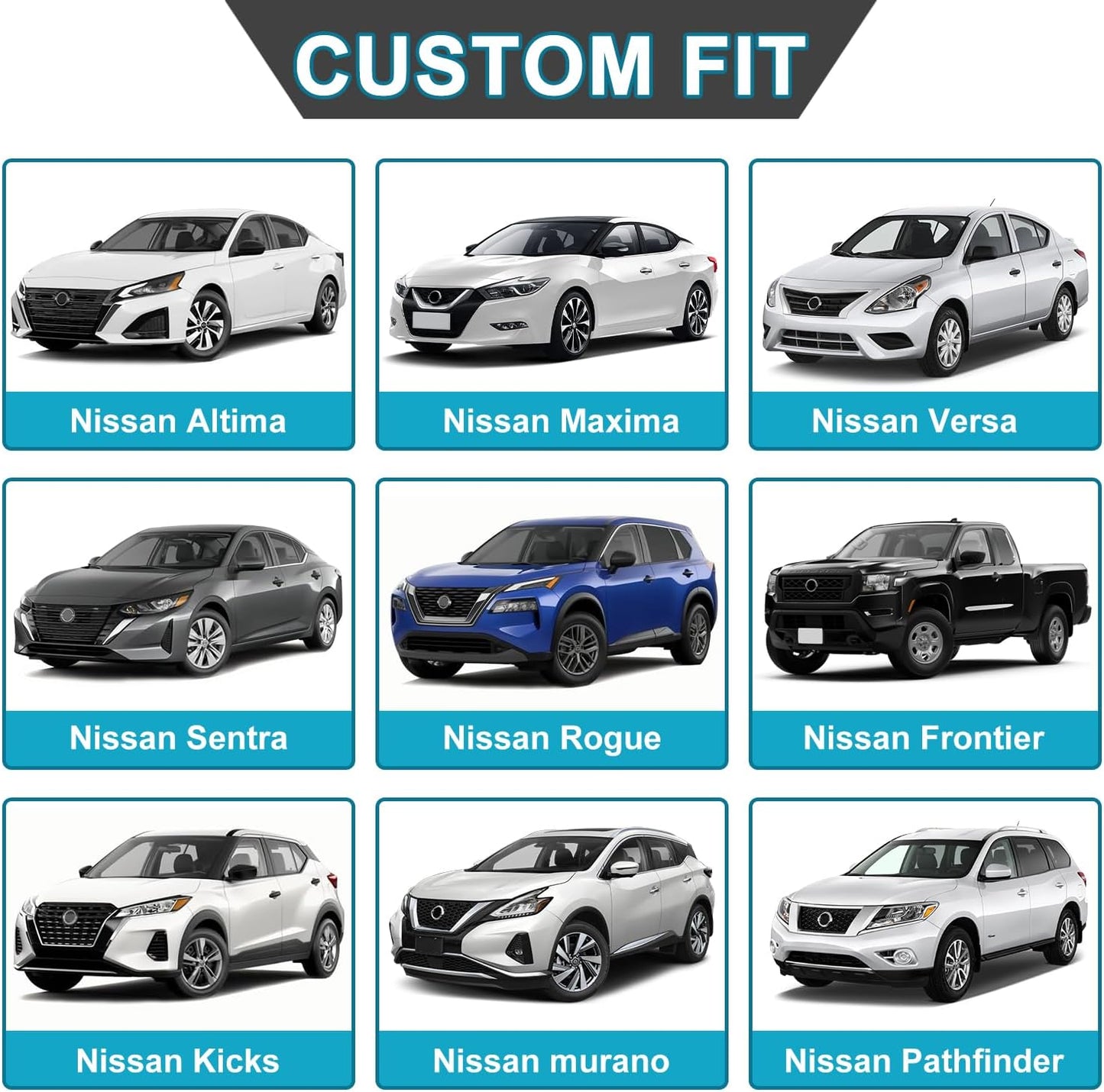 GIANT PANDA Front Seat Cover for Nissan, 3D Air Mesh Car Seat Covers Custom Fit Nissan Rogue Altima Sentra Versa Kicks Frontier Murano Pathfinder Maxima (Grey+Black) 2-Pack