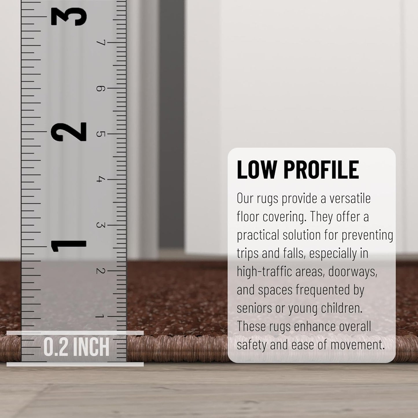 Ottomanson Hallway Runner Rug 20" x 59" Non Slip Solid Area Rugs Easy to Clean Laundry Rug Runner Durable & Pet Friendly Floor Carpet Runners for Hallways Entryway Living Room Kitchen, Brown