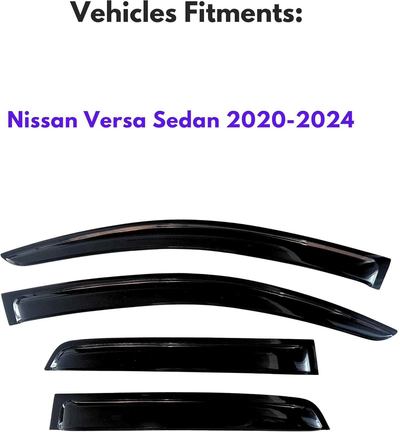 KPY Window Visor Compatible with Nissan Versa Sedan 2020-2024, 4PC Rain Guard Side Window Vent Deflectors Tape-On Style, 2020 2021 2022 2023 2024