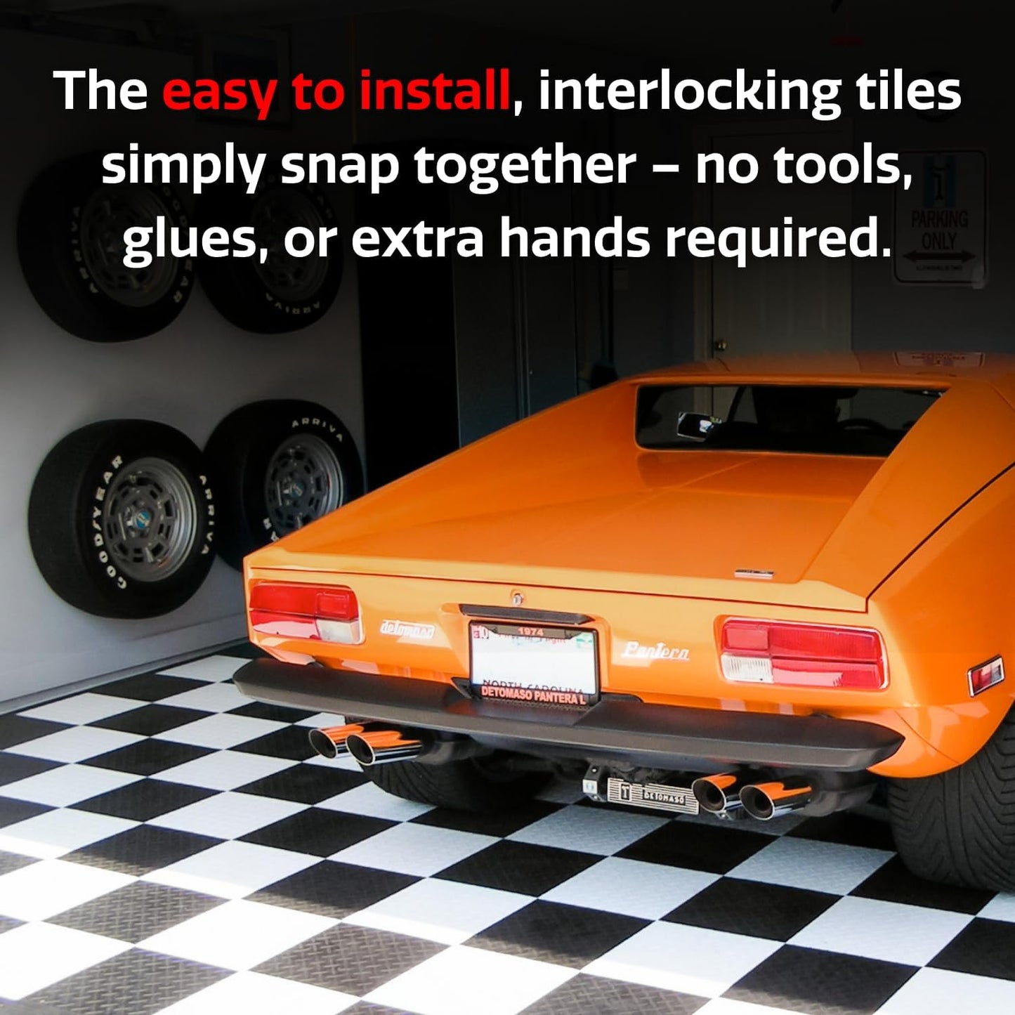 Big Floors RaceDeck Diamond Plate Design, Durable Interlocking Modular Garage Flooring Tile (Yellow, 48 Pack of 12 x 12" Tiles)