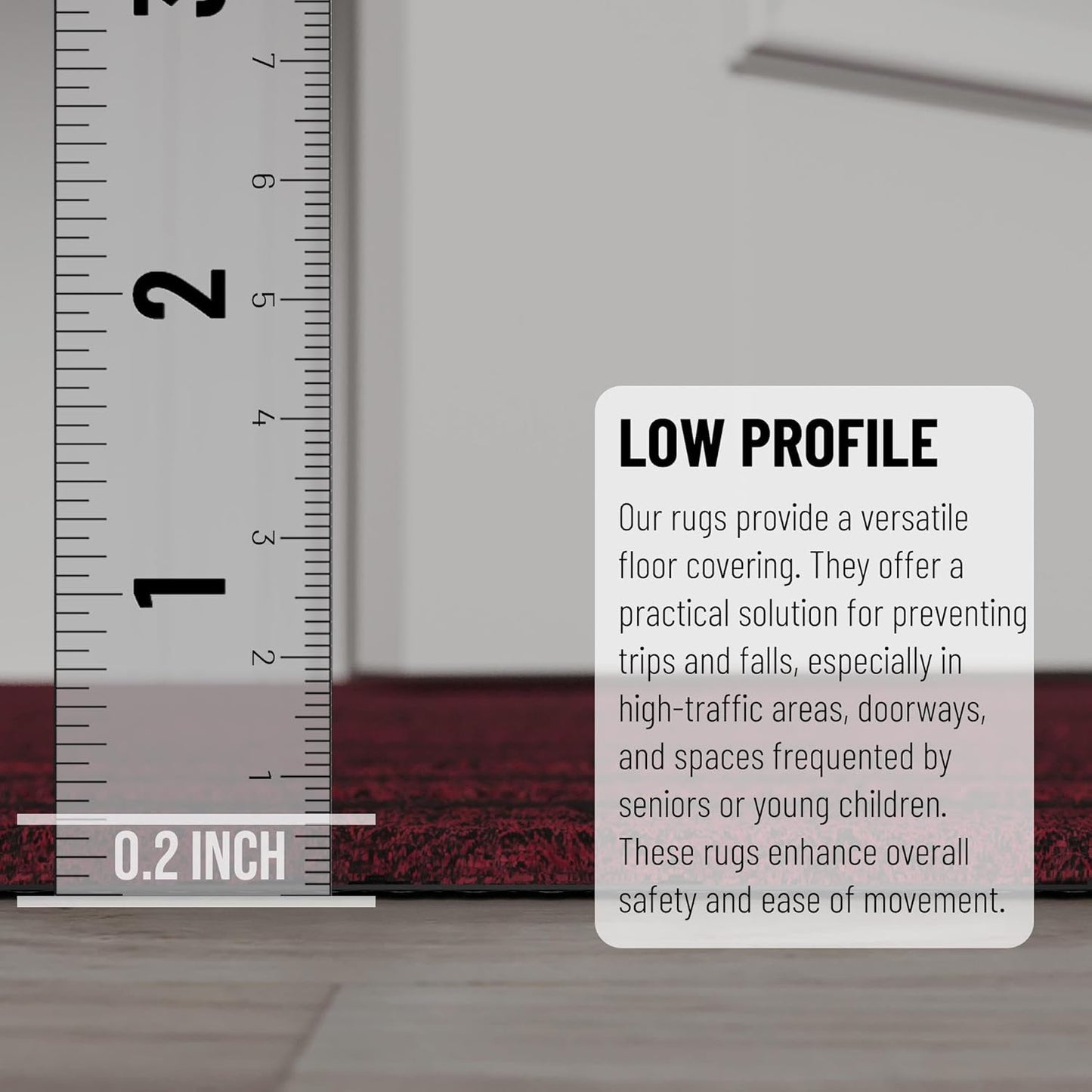 Ottomanson 2' x 14' Hallway Runner with Scraper Pile - Extra Durable Non-Slip Rug Mat for Indoor & Outdoor Use - Ideal for Kitchen, Entryway, Patio & Garage - High-Traffic Carpet, Red