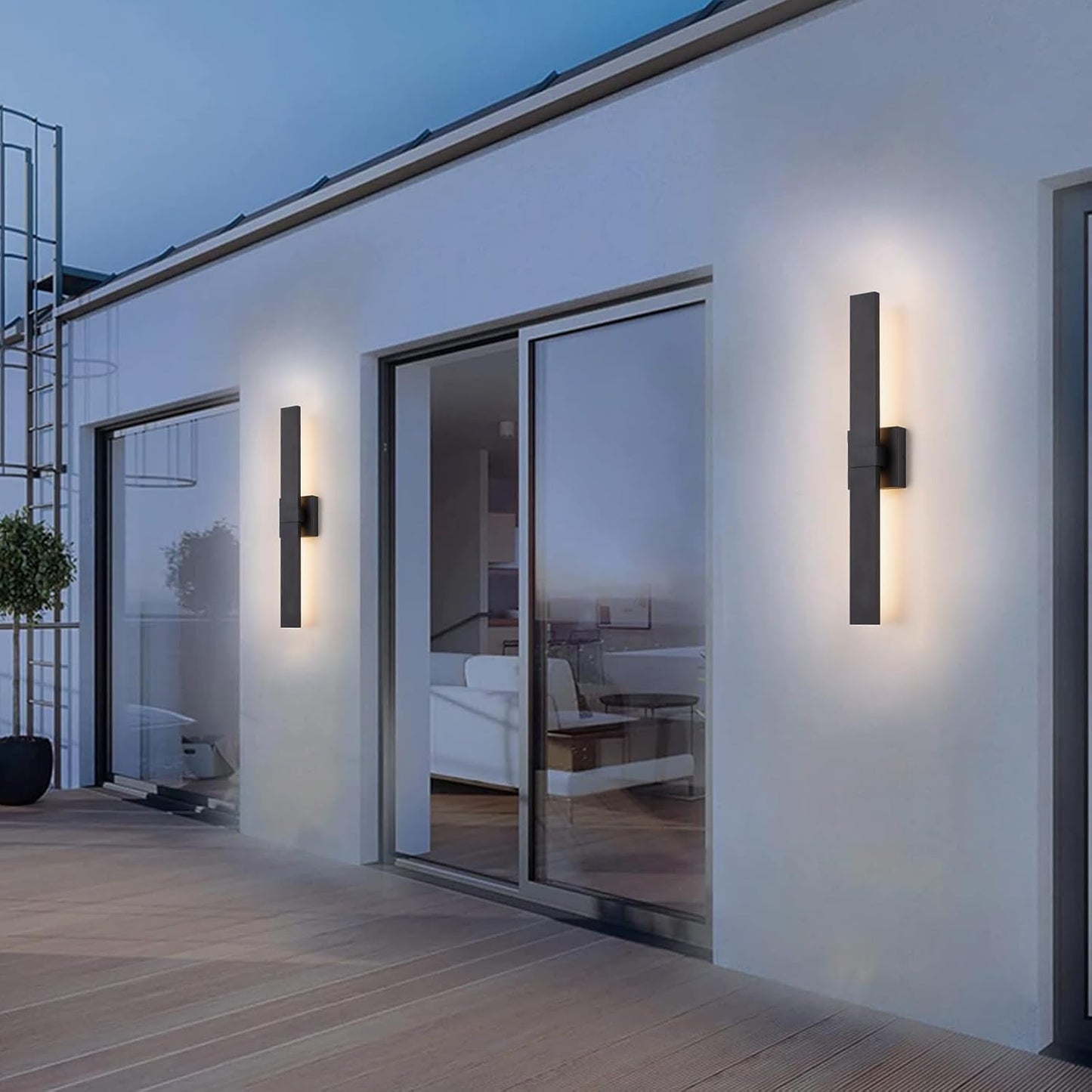 Modern Outdoor Wall Light Fixtures 27.2" Black Outdoor Porch Lights Exterior LED Wall Sconces, 12W Integrated LED Long Outside Light Fixtures for Garage, Porch, Patio, Front Door, House, etc.