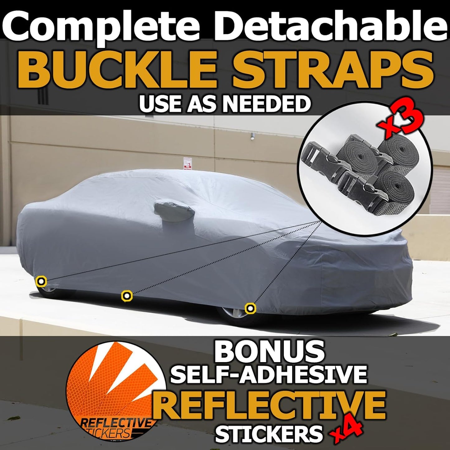 All Weather Waterproof car Cover Good for rain Snow uv Protection dust mid-Size Hatchback Big Wing sti Impreza Jetta Wagon MazdaSpeed3 9-3 Wagon Gray
