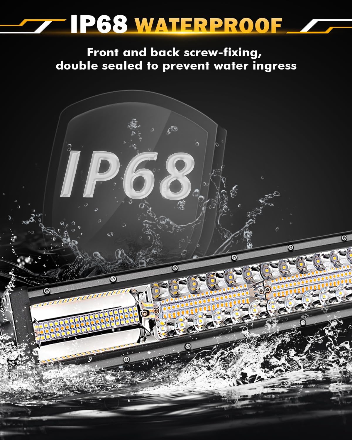 Auxbeam 22 Inch LED Light Bar, 120W 6 Modes Amber White Strobe Fog Lights, Yellow Spot Flood Memory Reset Function Offroad Driving Work Ditch Light for Truck Car ATV