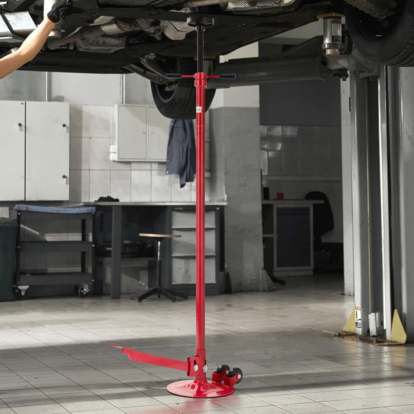 SPECSTAR Movable Underhoist Support Stand with Foot Pedal, 3/4 Ton 1650Lbs Capacity Jack Stand Lifting from 52 to 76 Inch with Replaceable Saddle and Steel Base