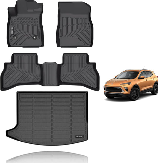 KELCSEECS® Floor Mats & Cargo Liner Custom for Buick Encore GX AWD 2020-2026(Cargo Tray in Upper Deck Position) All Weather Protection TPE Floor Liners Full Set Encore GX AWD Accessories Black