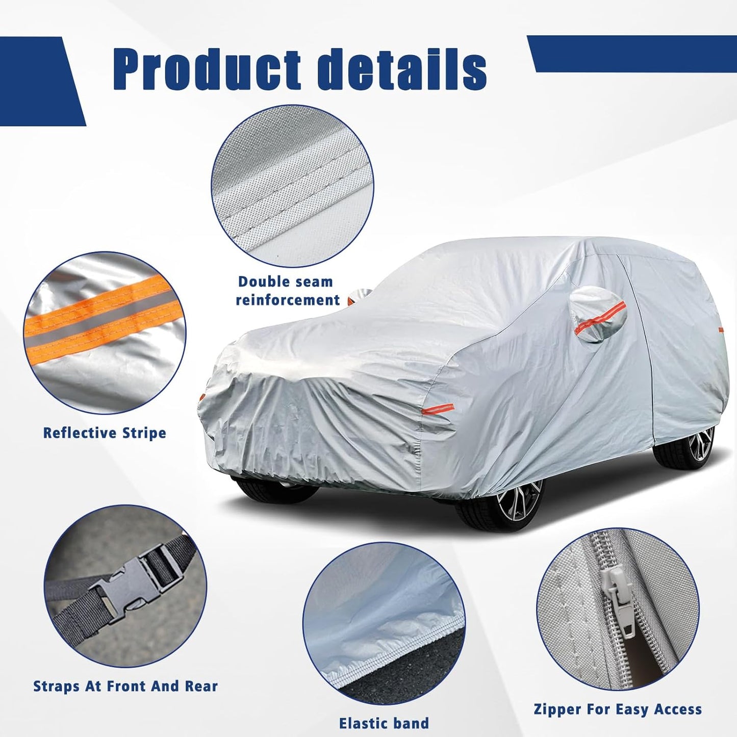 Kayme 6 Layers SUV Car Cover Custom Fit for Subaru Outback (1994-2025) Waterproof All Weather for Automobiles, Outdoor Full Cover Rain Sun UV Protection.Silver