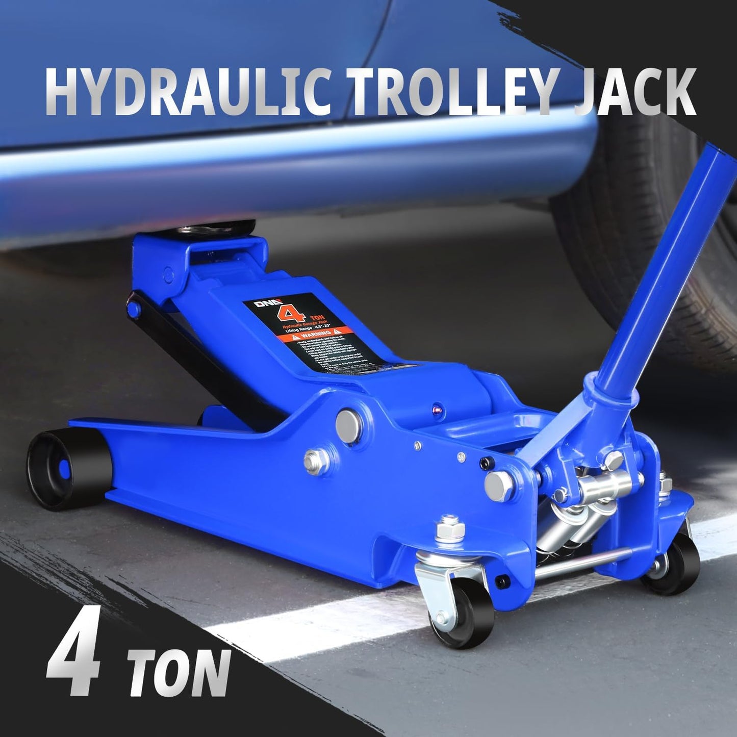 DNA MOTORING Low Profile Hydraulic Trolley Service/Floor Jack, 4 Ton (8000 lbs) Capacity, Lifting Range 4.5"-20",Blue,TOOLS-00308