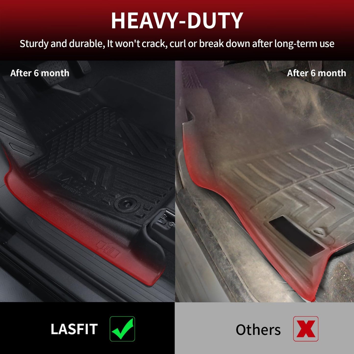 LASFIT Floor Mats Fit for Tacoma 2024-2025 Xtra Cab (Only Front Mats) All Weather Floor Liner TPE Custom Fit Car Mats Front Row Mats, Black