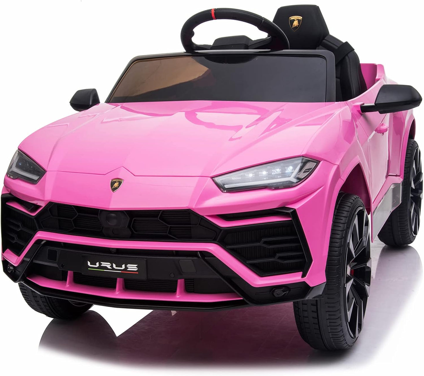 Kids Electric Ride On Car for Kid, 12V Licenced Lamborghini Kids Electric Vehicles with Remote Control, AUX, Spring Suspension, Music, LED Lights, USB Port, Foot Pedal (Pink)
