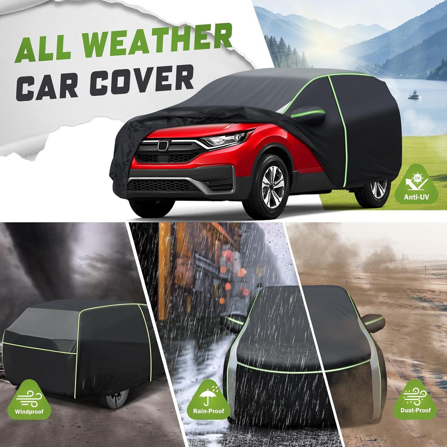 Mixsuper Liner Car Cover for Honda CR-V 1997-2026, 7 Layers Full Car Cover All Weather Car Covers for CRV, Waterproof Outdoor Cover with Zipper Door Reflective Strips