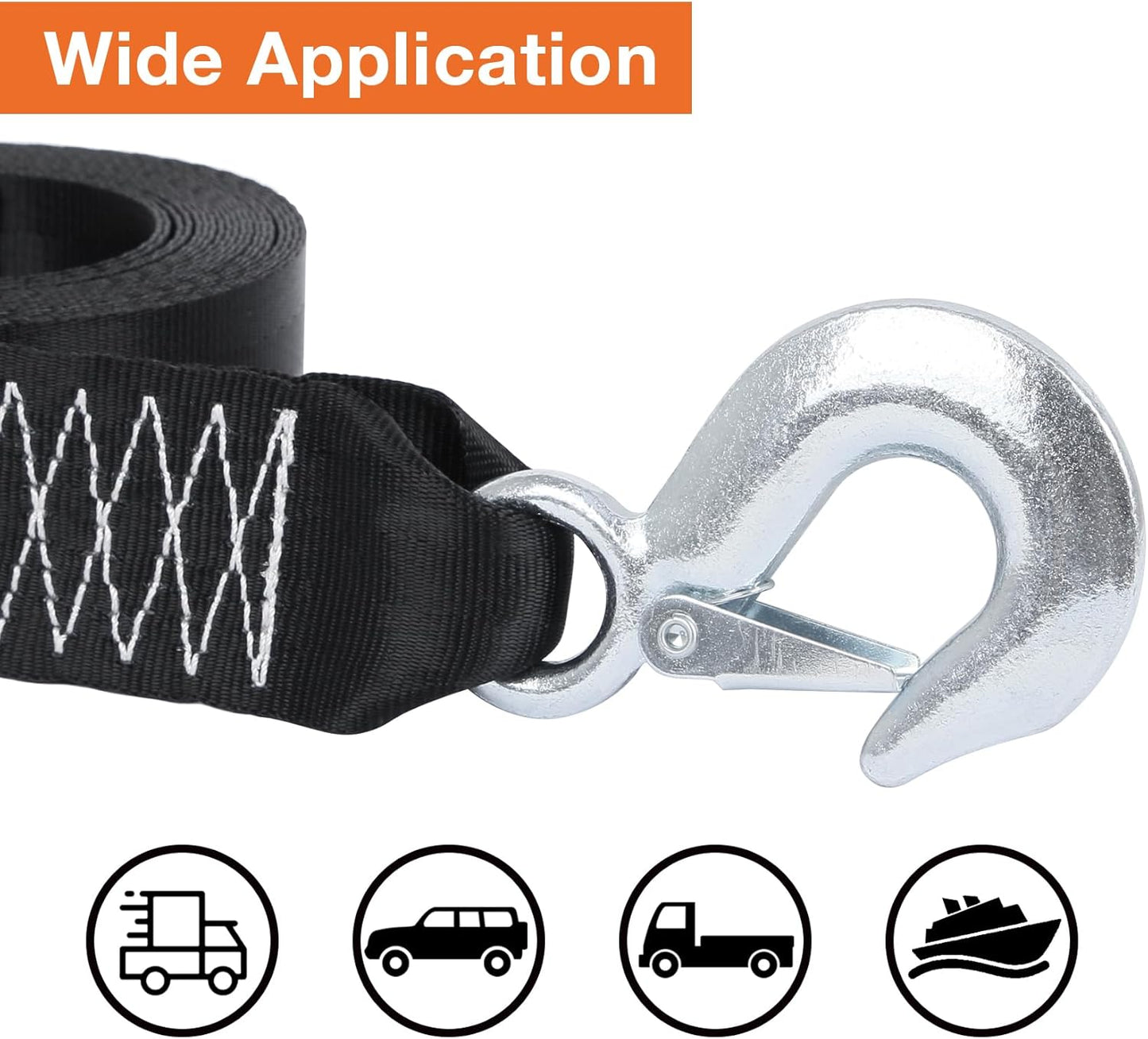Boat Winch Strap with Safety Snap Hook 2" x 20 Ft for Pontoon/Bass/Fishing Boat Straps Trailer 10000 lbs Tow Ropes for Towing Vehicles, ATV,Jet Ski,Powerboats,Canoe,Kakak,Wave Runner Accessories