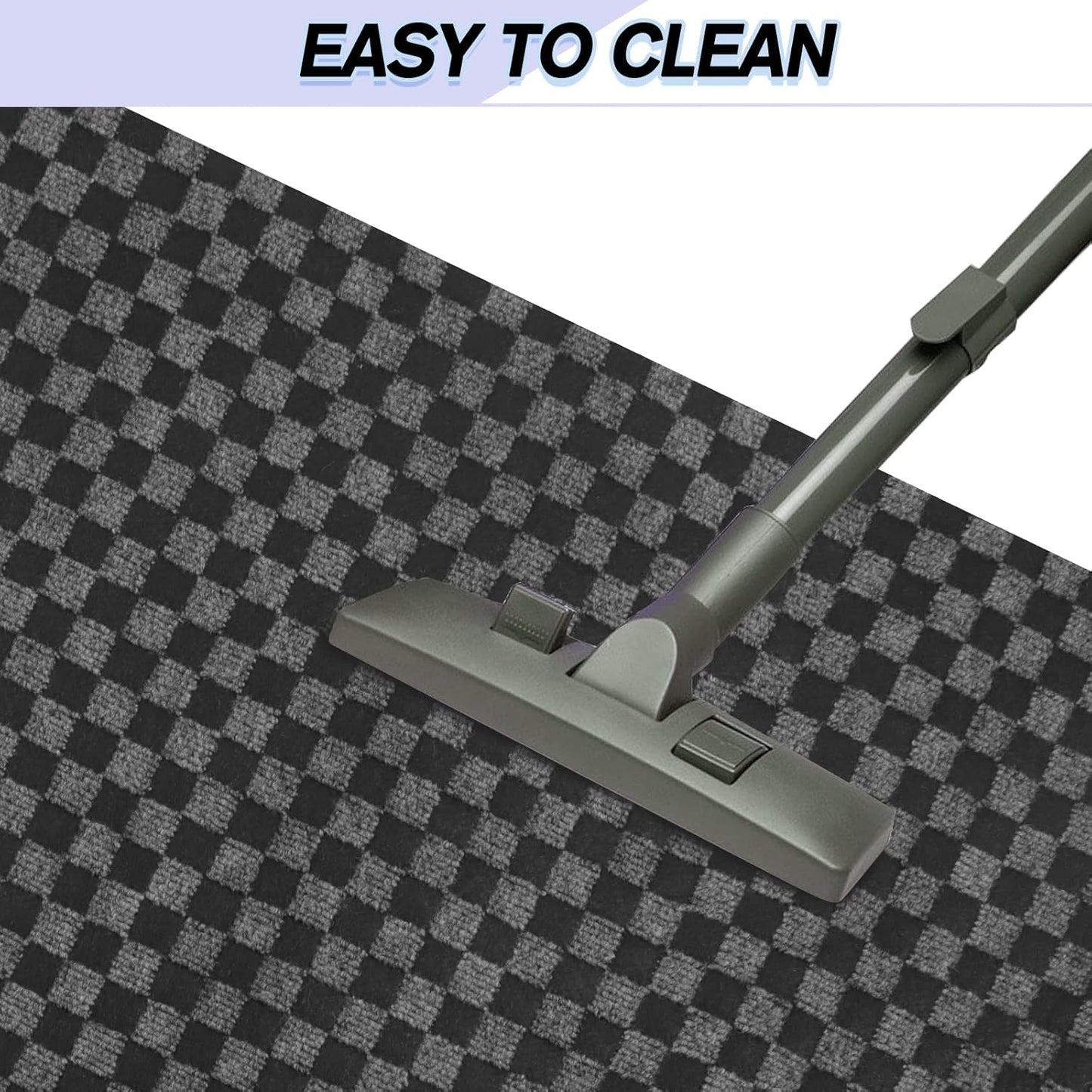 Custom Size Backed Non-Slip Area Rugs Runner, Easy Clean, Waterproof Runner Rugs for Hallway Entryway, Kitchen, Laundry, 3FT x 82FT, Gray Checkered