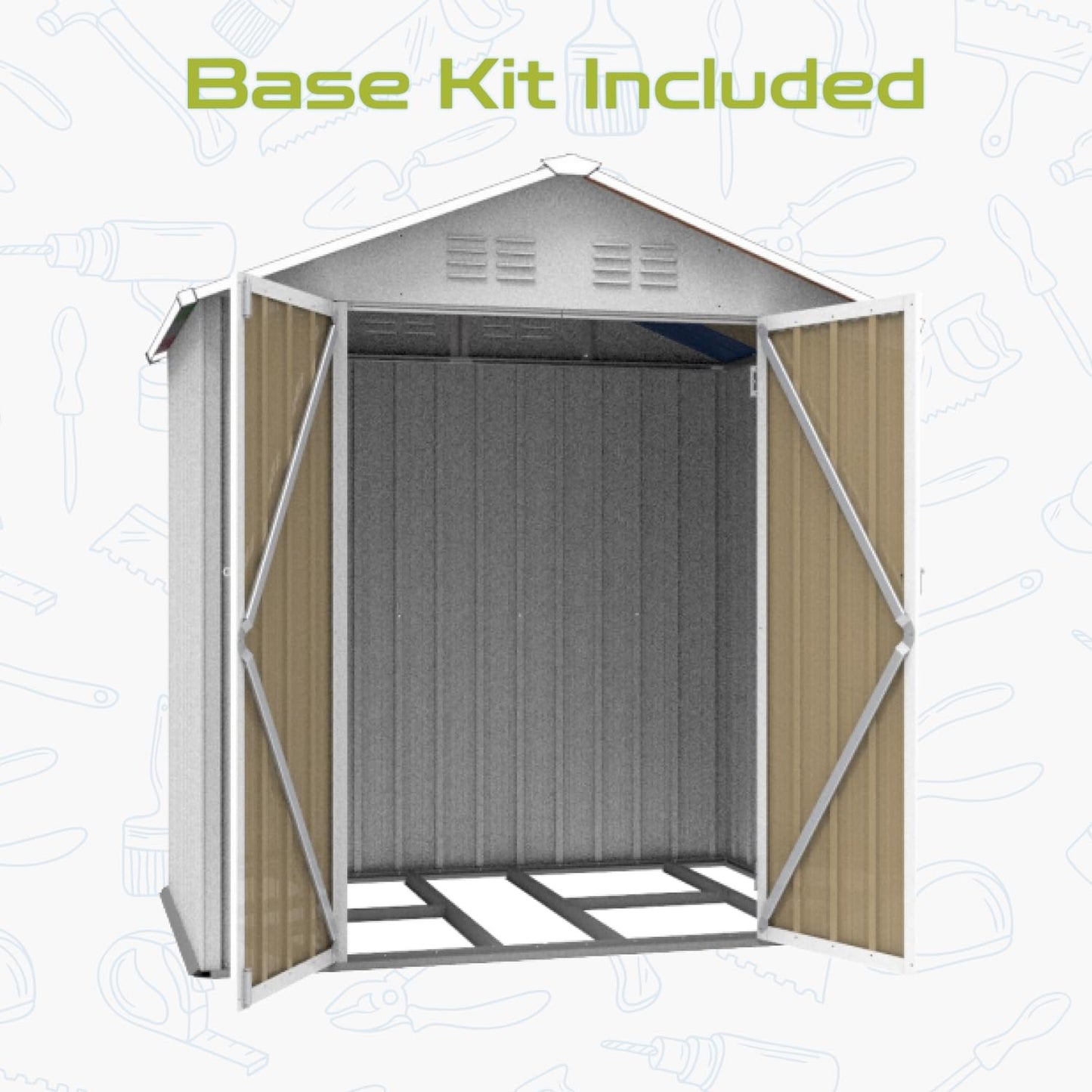 6' x 4' Outdoor Storage Shed, Sturdy Metal Building w/Lockable Doors for Garden, Backyard, Poolside and Lawn, Green