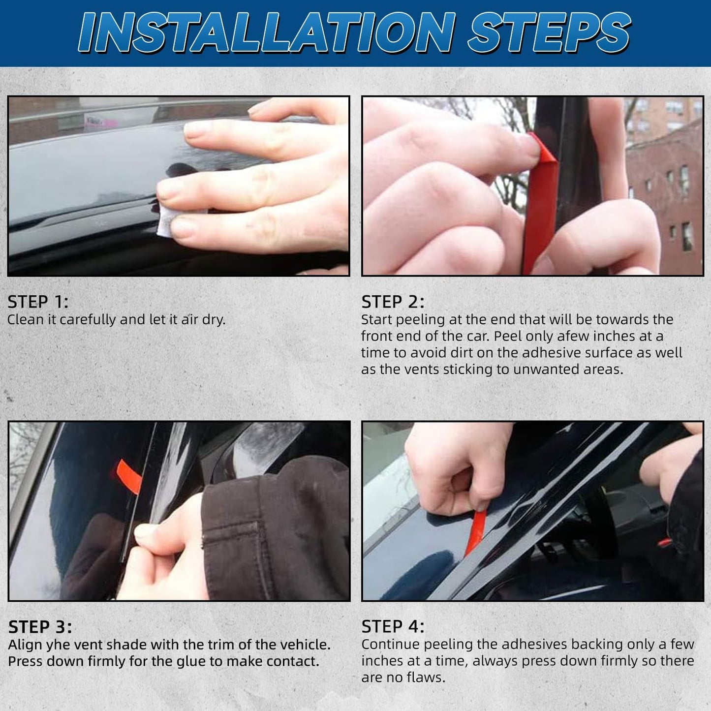 2pcs Front Smoke Sun/Rain Guard Outside Mount Tape-On Window Visors Compatible with 96-00 Civic 2-Door Coupe/3-Door Hatchback