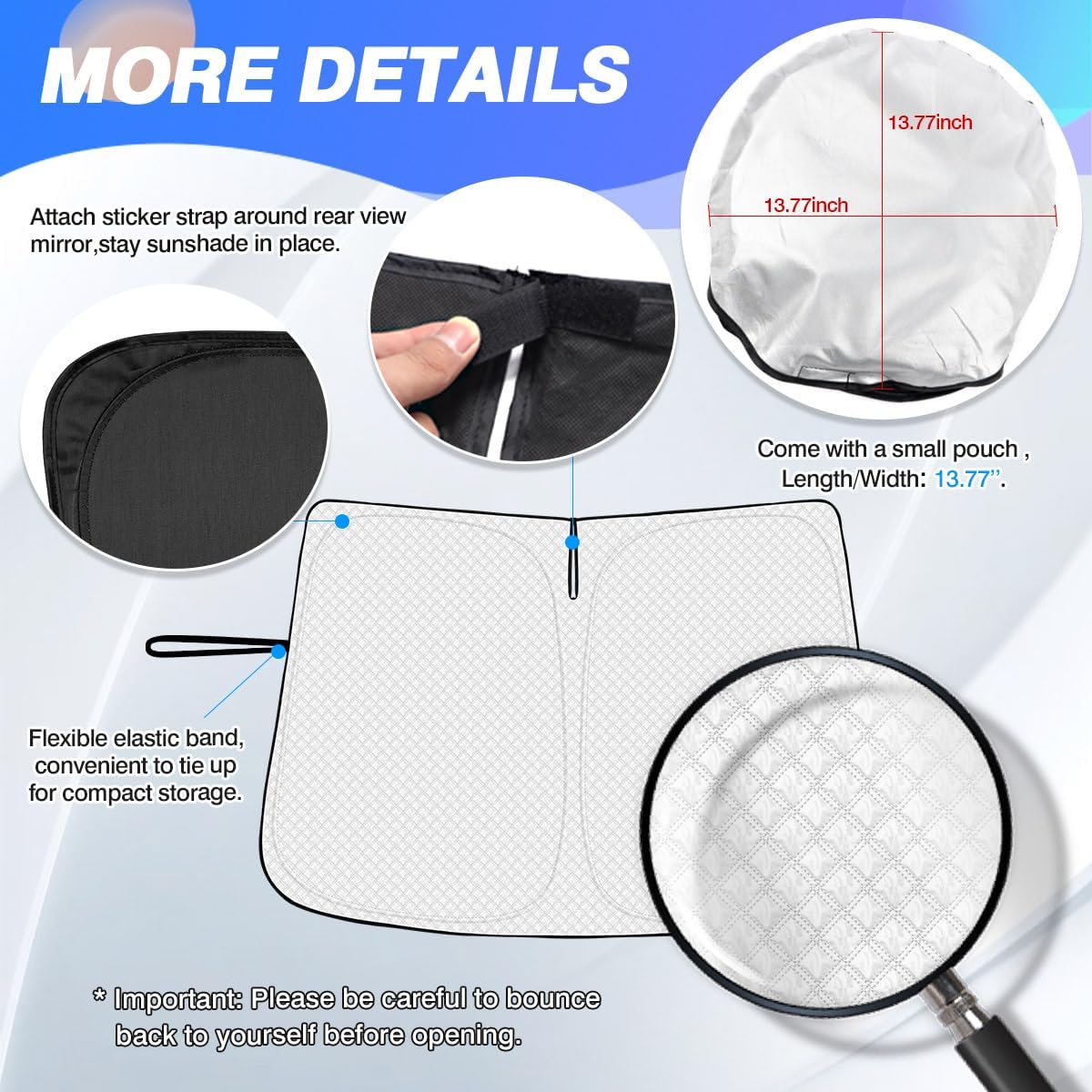 Windshield Sun Shade for 2024-2025 2026 Chevrolet/Chevy Blazer EV&Honda Prologue Accessories Thicken 6-Layer Front Window Sunshade Cover Sun Visor Protector Foldable Block UV Rays